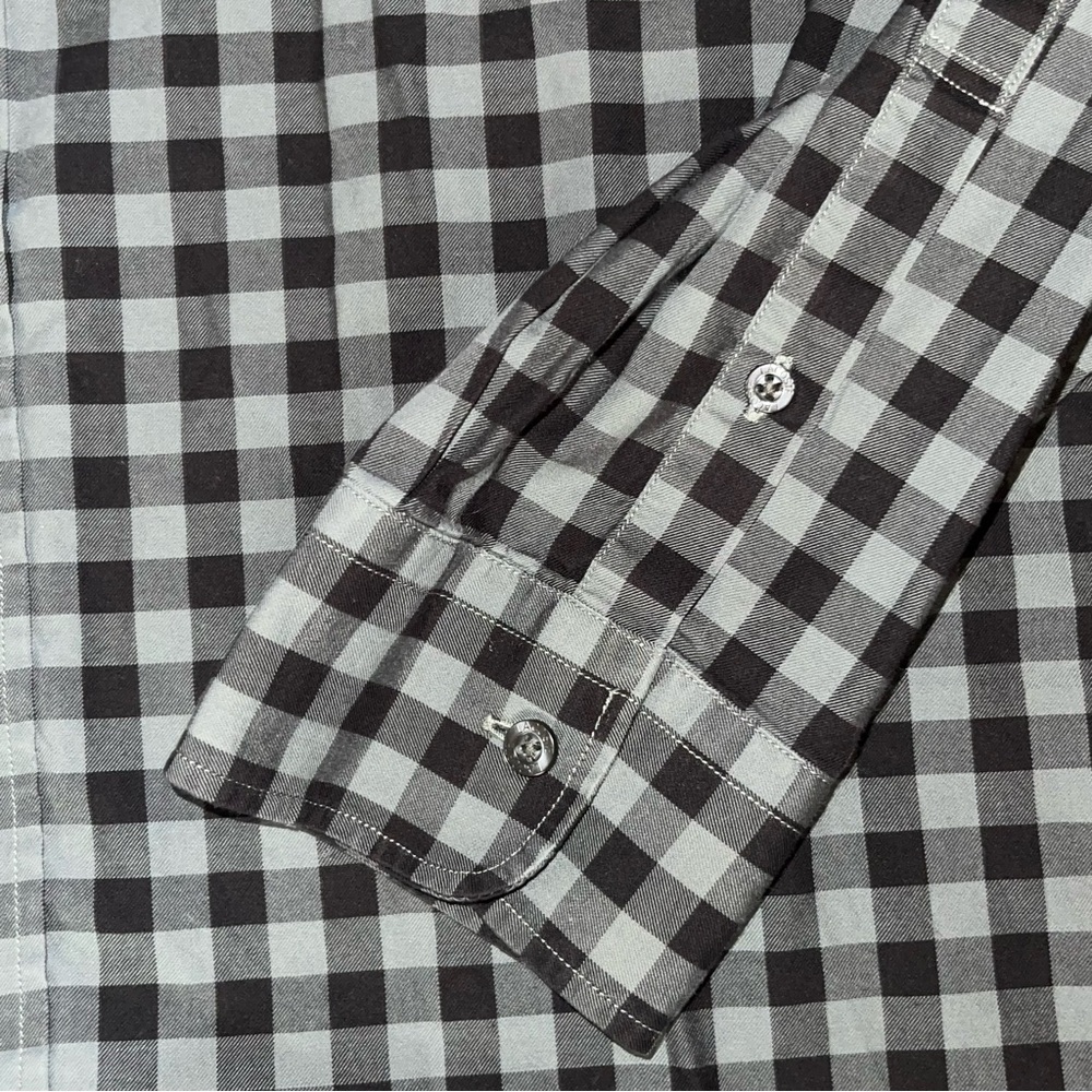 Lacoste Shirt Mens 46 Gray Check Modern Fit Long Sleeve Button Down Gray Black - Picture 7 of 9